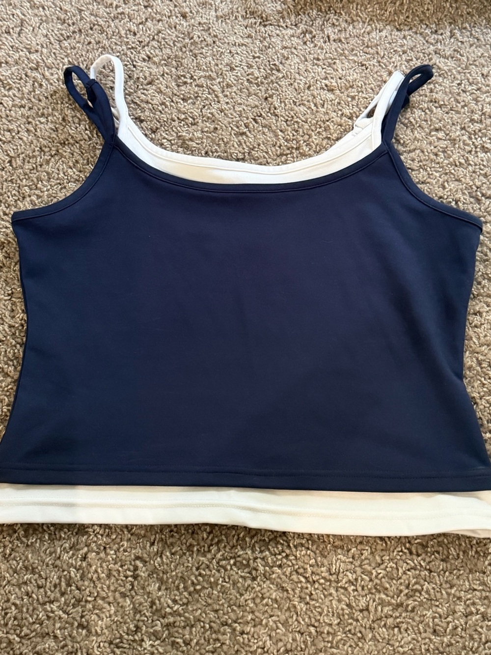 Navy and White Layered Tank Top size large